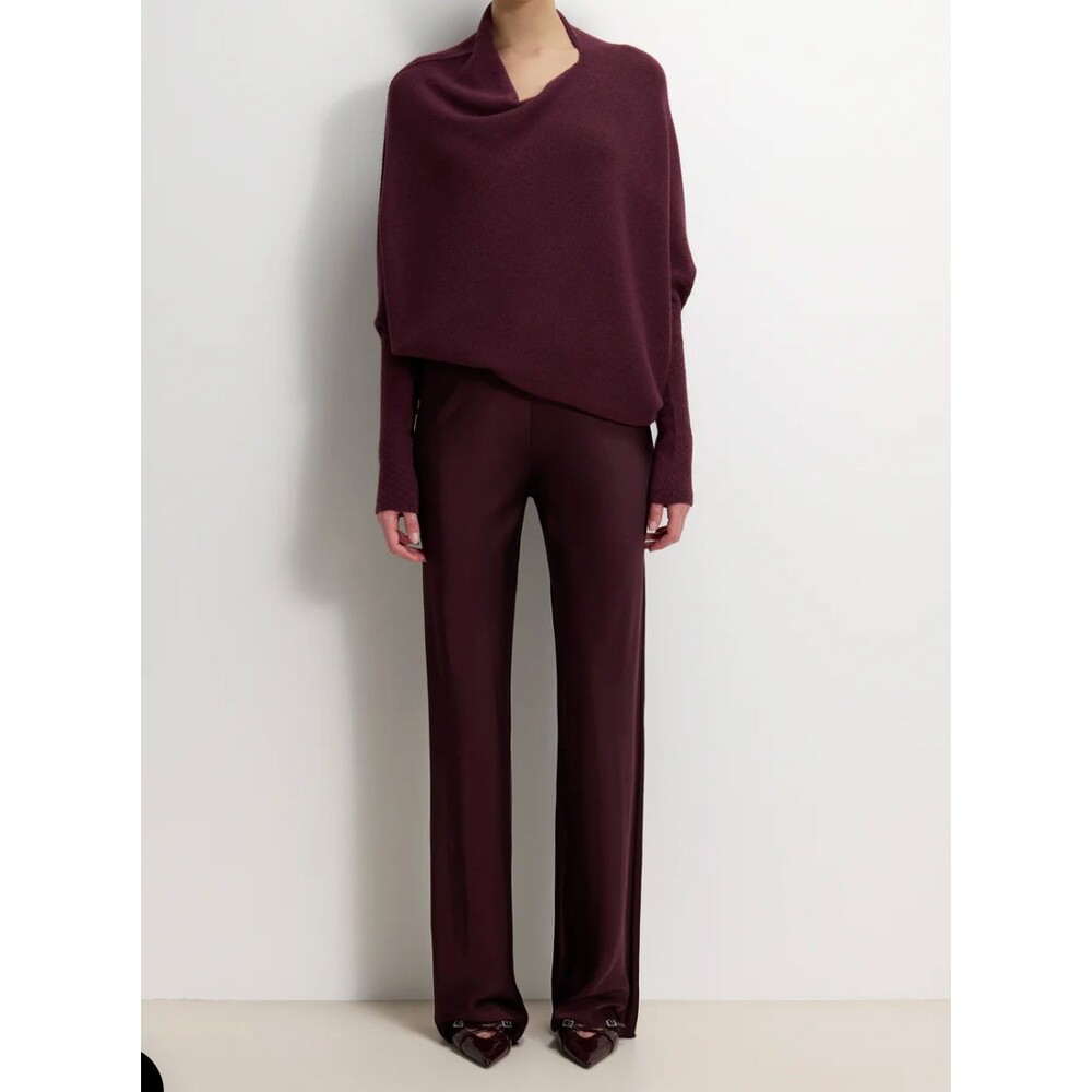Jaki London Genet Elastic Waist Bias Satin Trousers Amethyst Plum Size 42 Large